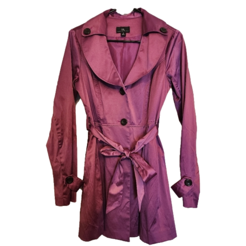 iz byer California Purple satin trench coat